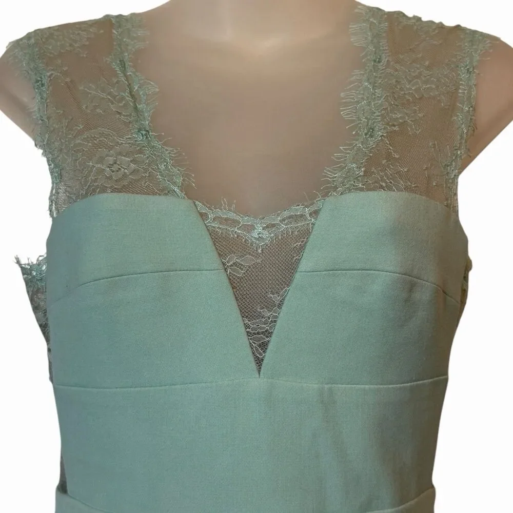 BCBGMAXAZRIA Dress Women 0 Fit Flare Green Lace Peplum Cocktail Party Dress - Picture 10 of 13